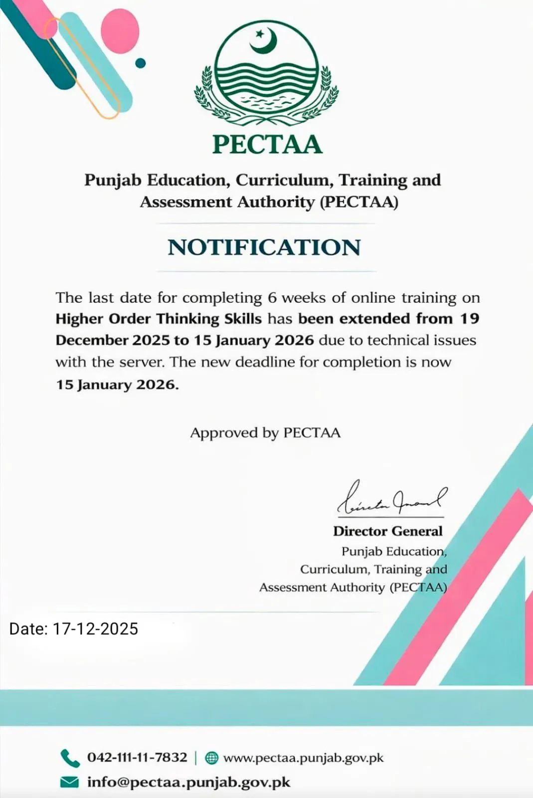 HOTS online training for Primary School Teachers date extended 2026