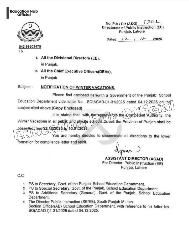 Which Schools Will Observe Winter Vacations?