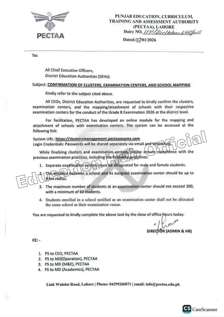 PECTAA Grade 8th Exams 2026 Preparation of Training
